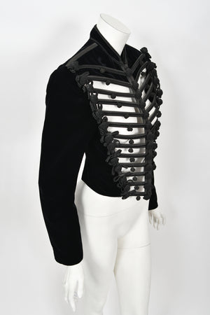 1991 Jean Paul Gaultier Documented Cher Worn Black Velvet Corset Cage Jacket