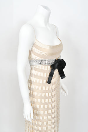 2007 Valentino Documented Runway Ivory Sheer-Illusion Silk & Tulle Pleated Gown