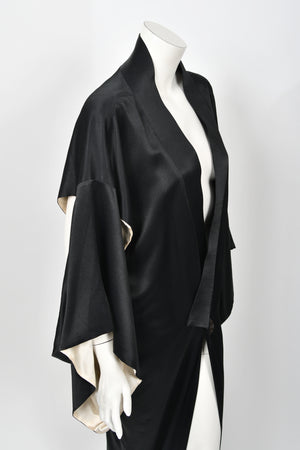 1995 John Galliano Documented Museum-Held Runway Black Silk Draped Kimono Jacket