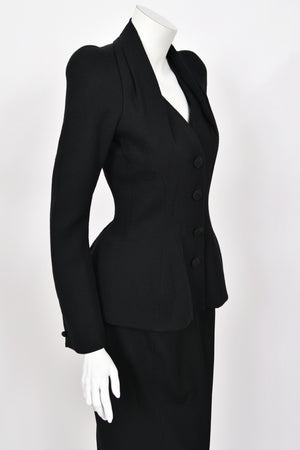1995 John Galliano 'Dolores' Collection Runway Black Wool Jacket Hourglass Suit