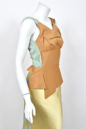 2016 Maison Margiela by John Galliano Runway Champagne Satin Breastplate Backless Bias-Cut Gown