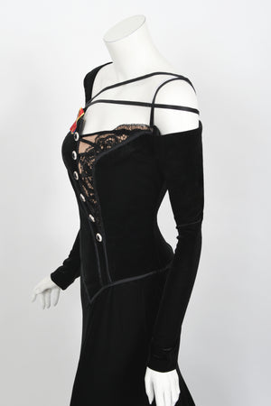 2010 Cher Custom Bob Mackie Couture Black Velvet Bias-Cut Golden Globes Gown