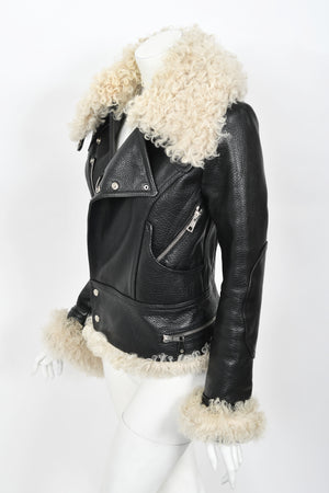 2004 Balenciaga Documented Runway Leather & Shearling Motorcycle Jacket