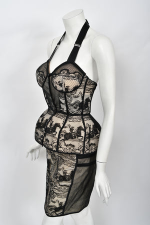 1988 Jean Paul Gaultier Documented Cowboy Lace 'Cone Bra' Bustier Lingerie Set