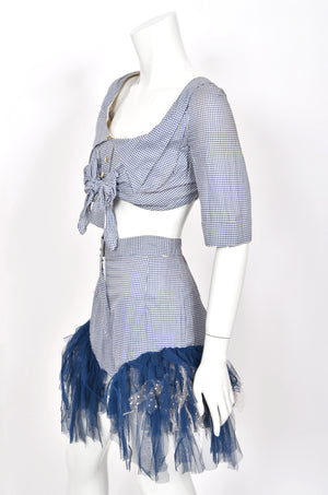 1992 Vivienne Westwood 'Salon Collection’ Editorial Gingham Cotton Cropped Corset & Shorts
