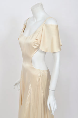 2004 Alexander McQueen 'Deliverance' Collection Ivory Silk Cut-Out Backless Jumpsuit