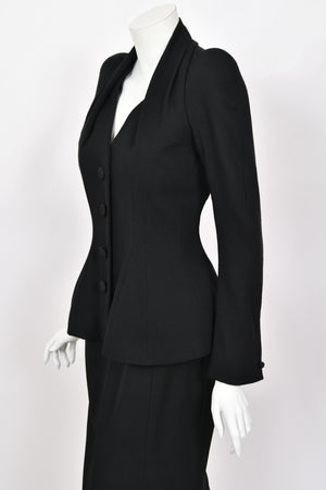 1995 John Galliano 'Dolores' Collection Runway Black Wool Jacket Hourglass Suit