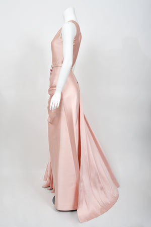 2007 Christian Dior by John Galliano Blush Pink Silk Asymmetric Sculptural Gown