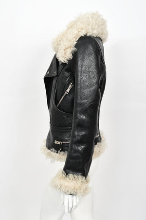 2004 Balenciaga Documented Runway Leather & Shearling Motorcycle Jacket