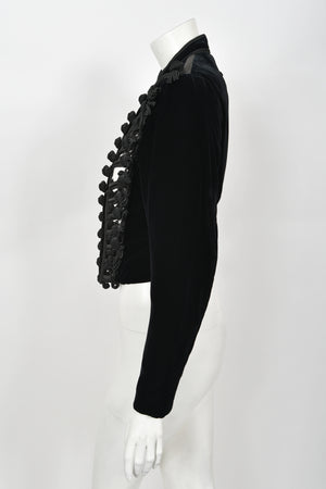 1991 Jean Paul Gaultier Documented Cher Worn Black Velvet Corset Cage Jacket