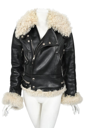 2004 Balenciaga Documented Runway Leather & Shearling Motorcycle Jacket