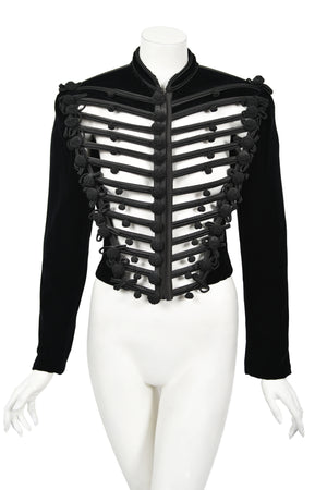 1991 Jean Paul Gaultier Documented Cher Worn Black Velvet Corset Cage Jacket