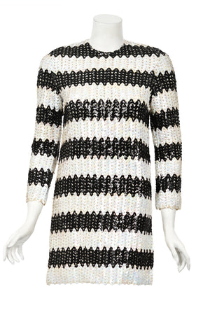 1966 Betsey Johnson for Paraphernalia Documented Sequin Mod Mini Dress
