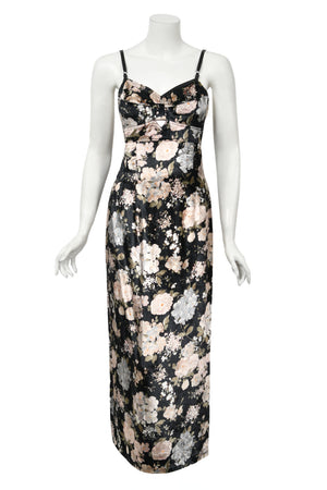 1997 Dolce & Gabbana Floral Stretch Velvet Cut-Out Bustier Slip Dress with Tags