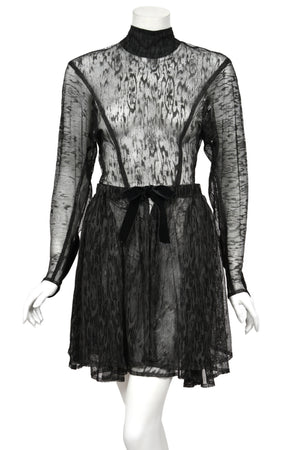 1987 Azzedine Alaia Naomi Campbell Featured Runway Sheer Lace Mini Dress