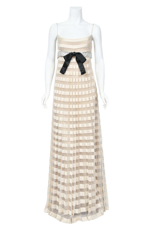 2007 Valentino Documented Runway Ivory Sheer-Illusion Silk & Tulle Pleated Gown