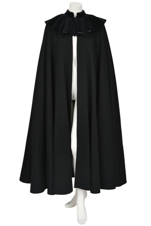 1983 Christian Dior Haute Couture Black Wool & Silk-Velvet Full Length Cape