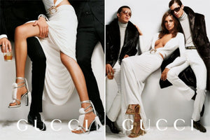 2004 Gucci by Tom Ford Black Silk Jersey Plunge Long Sleeve Cut-Out Finale Gown