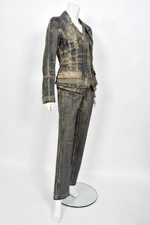 2006 Christian Dior by John Galliano Runway Painted Denim Jacket & Pants w/ Tags