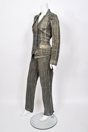 2006 Christian Dior by John Galliano Runway Painted Denim Jacket & Pants w/ Tags