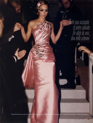2007 Christian Dior by John Galliano Beaded Pink Silk Asymmetric Sculptural Gown