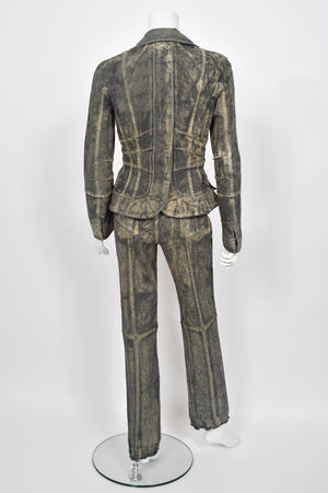 2006 Christian Dior by John Galliano Runway Painted Denim Jacket & Pants w/ Tags