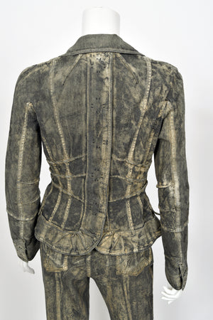 2006 Christian Dior by John Galliano Runway Painted Denim Jacket & Pants w/ Tags