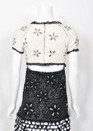 2011 Chanel by Karl Lagerfeld Runway Sample Black & White Beaded Sequin Lace Dress