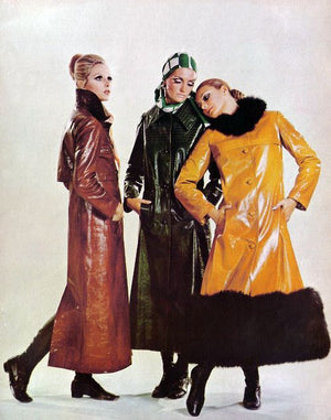 1969 Pierre Cardin Documented Red & Black Vinyl Space-Age Mod Maxi Coat