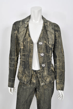 2006 Christian Dior by John Galliano Runway Painted Denim Jacket & Pants w/ Tags