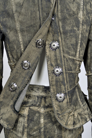 2006 Christian Dior by John Galliano Runway Painted Denim Jacket & Pants w/ Tags