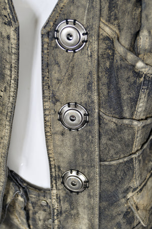 2006 Christian Dior by John Galliano Runway Painted Denim Jacket & Pants w/ Tags