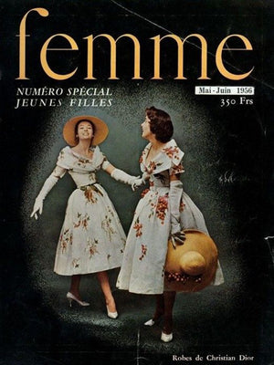 1956 Christian Dior Couture Blue Floral Silk Portrait Collar New Look Dress