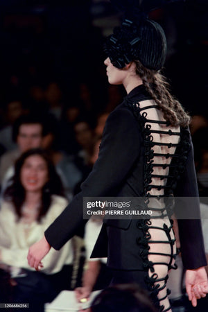 1991 Jean Paul Gaultier Documented Cher Worn Black Velvet Corset Cage Jacket