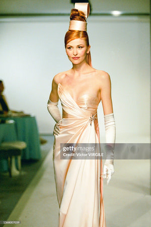 1999 Thierry Mugler Couture Sapphire Blue Silk Corset Strapless Gown