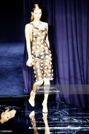 1998 Versace Couture Documented Runway Sheer Floral Silk Slip Dress