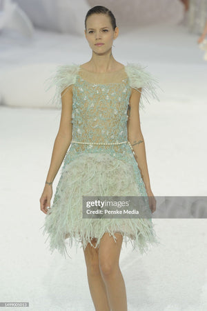 2012 Chanel by Karl Lagerfeld Documented Sheer Illusion Beaded Silk Dress w/Tags