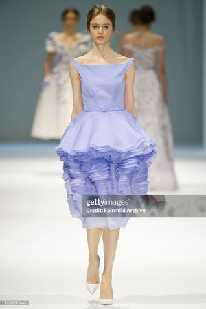 2015 Ralph & Russo Haute Couture Runway 'Blooming' Ombré Blue Silk Sculptural Dress