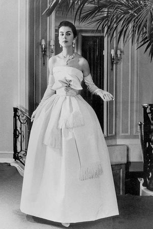 1958 Christian Dior by Yves Saint Laurent Documented Blush-Pink Silk Strapless Corset Gown