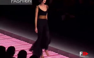 2001 Versace Couture Documented Runway Black Sheer Silk & Leather Bias-Cut Gown