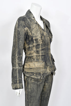 2006 Christian Dior by John Galliano Runway Painted Denim Jacket & Pants w/ Tags