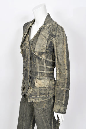 2006 Christian Dior by John Galliano Runway Painted Denim Jacket & Pants w/ Tags