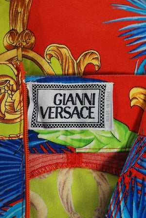 1990's Gianni Versace Couture Baroque Novelty Palm-Trees Print Mini Skirt