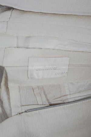 1955 Sorelle Fontana Couture Beaded Ivory Silk Tulle Shelf-Bust Cocktail Dress