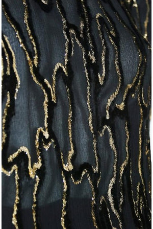 1979 Givenchy Haute-Couture Metallic Gold & Black Burnout Velvet Tiered Dress