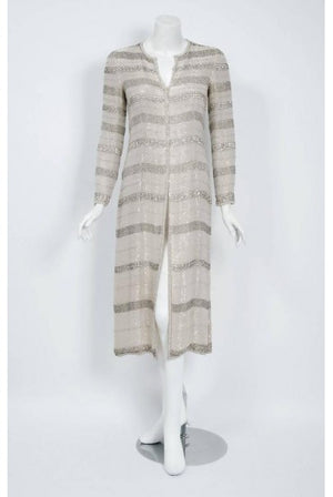 1976 Chanel Haute-Couture Rare Beaded Lesage Silk Jacket & Pleated Dress Skirt