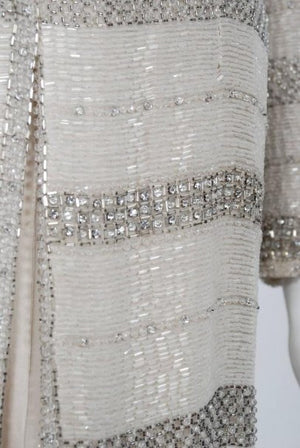 1976 Chanel Haute-Couture Rare Beaded Lesage Silk Jacket & Pleated Dress Skirt