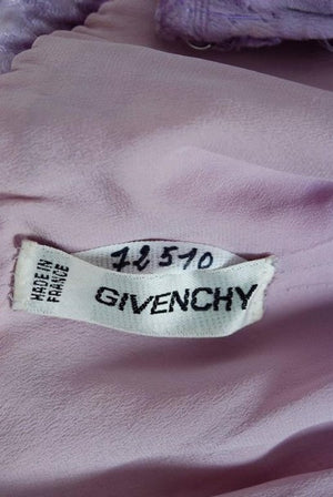1990 Givenchy Haute-Couture Lavender Leopard Print Silk-Velvet Strapless Gown