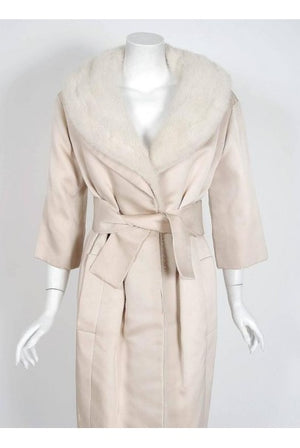 1959 Yves Saint Laurent for Christian Dior Haute-Couture Ivory Silk & Mink Coat