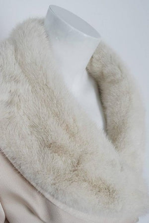 1959 Yves Saint Laurent for Christian Dior Haute-Couture Ivory Silk & Mink Coat